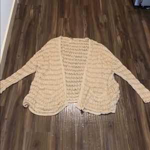 Free People tan loose knit woven cardigan